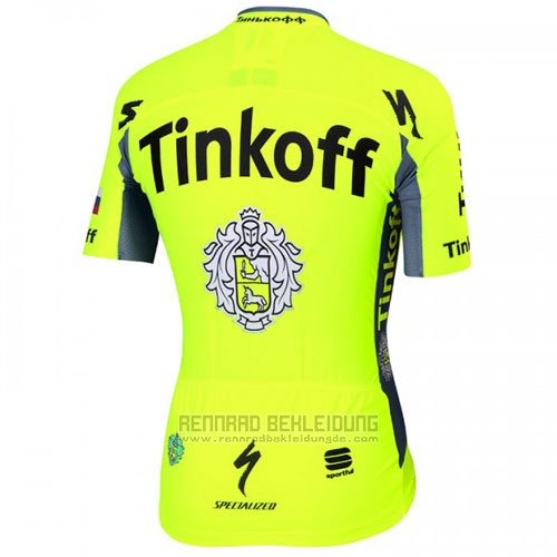 2016 Fahrradbekleidung Tinkoff Gelb Trikot Kurzarm und Tragerhose